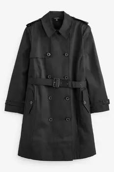 Двубортный тренч Curve из смесового хлопка Lauren Ralph Lauren, черный