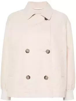 Двубортный тренч Peserico, нейтральный