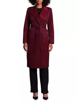 Двубортный тренч с поясом Avec Les Filles, цвет Burgundy