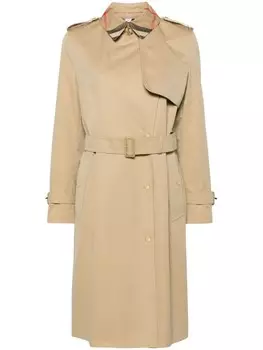 Двубортный тренч с поясом Burberry, нейтральный цвет