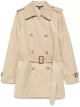 Двубортный тренч с поясом Lauren Ralph Lauren, нейтральный