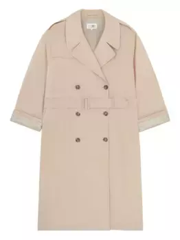Двубортный тренч с поясом MM6 Maison Margiela, нейтральный