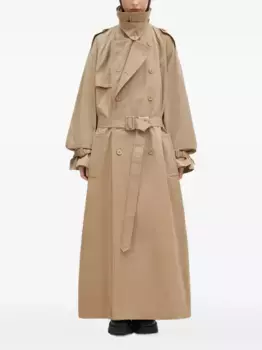 Двубортный тренч с поясом VETEMENTS, нейтральный