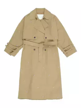 Двубортный тренч с вышивкой OOF WEAR, нейтральный