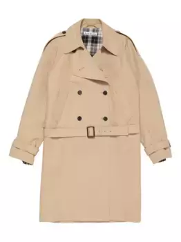 Двубортный тренчкот с поясом Acne Studios, нейтральный