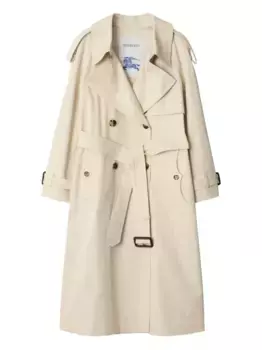 Двубортный тренчкот с поясом BURBERRY, нейтральный