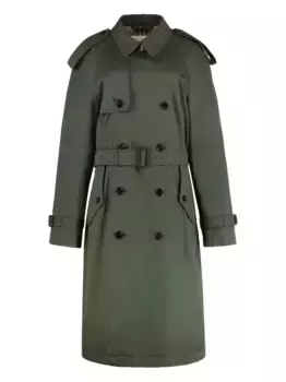 Двубортный тренчкот с поясом BURBERRY, зеленый