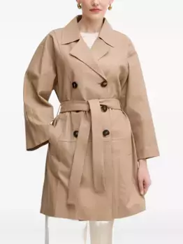 Двубортный тренчкот с поясом LUISA SPAGNOLI, коричневый