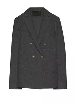Двубортный твидовый блейзер черного цвета Fabiana Filippi