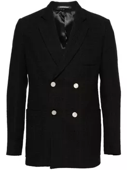Двубортный твидовый пиджак Emporio Armani, черный