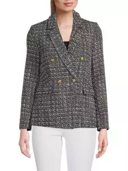 Двубортный твидовый пиджак Nanette Nanette Lepore, цвет Very Black