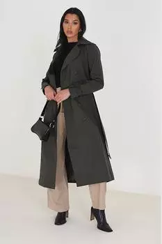 Двубортный удлиненный тренч Brave Soul, хаки