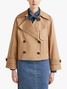 Двубортный укороченный пиджак- тренч Benetton, цвет Light Brown