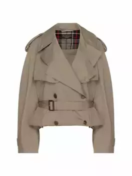 Двубортный укороченный плащ Balenciaga, бежевый