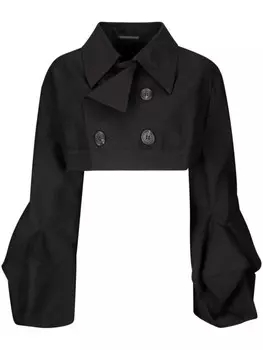Двубортный укороченный жакет Yohji Yamamoto, черный