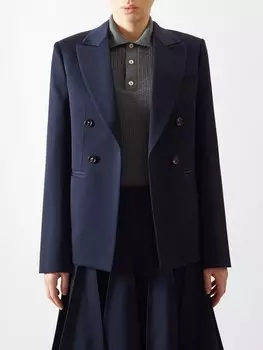 Двубортный жакет de poudre из шерстяной ткани. Bottega Veneta, синий