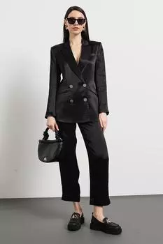 Двубортный жакет из атласа Armani Exchange, черный
