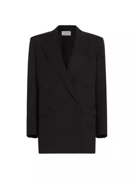 Двубортный жакет из мирийской шерсти The Row, цвет hickory