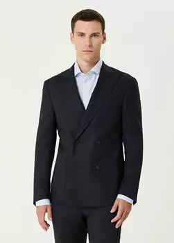 Двубортный жакет из шерсти стрейч. Corneliani, синий