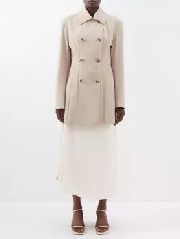 Двубортный жакет из твила из органического хлопка Toteme, бежевый