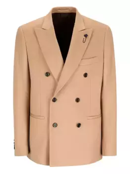 Двубортный жакет с заостренными лацканами Lardini, нейтральный