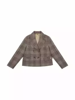 Двубортный жакет в клетку EMPORIO ARMANI, серый