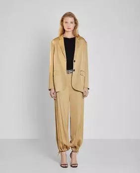 Двубортный женский атласный пиджак Trucco, бежевый