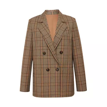 Двубортный женский пиджак Deep Breath в клетку, зеленая клетка