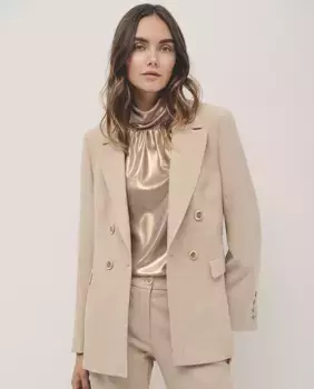 Двубортный женский пиджак из двубортного крепа Roberto Verino, бежевый