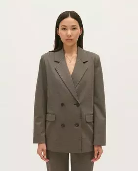 Двубортный женский пиджак с узором «гусиные лапки» Claudie Pierlot, коричневый