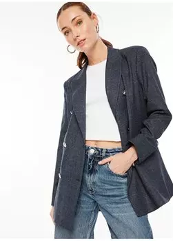 Двубортный женский пиджак темно-синего цвета F3WL-CKT1 Fabrika, темно-синий