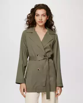 Двубортный женский тренч Vila, зеленый