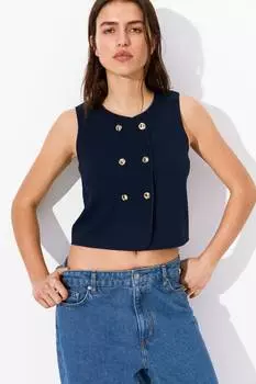 Двубортный жилет H&M, синий