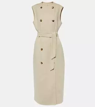 Двубортный жилет из шерсти и кашемира. Max Mara, серый