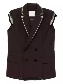 Двубортный жилет SACAI, коричневый