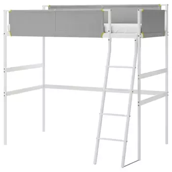 Двухъярусная односпальная кровать Ikea Vitval, 90х200 см, белый/светло-серый