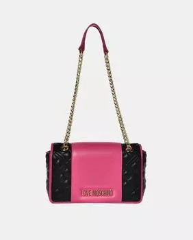 Двухцветная черно-розовая стеганая сумка на плечо с аппликацией Love Moschino Love Moschino, мультиколор