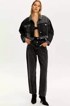 Двухцветная джинсовая куртка с карманами Nocturne, цвет charcoal