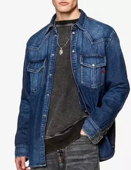 Двухцветная джинсовая рубашка Diesel, синий