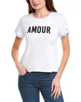Двухцветная футболка Cinq Sept Amour, белый