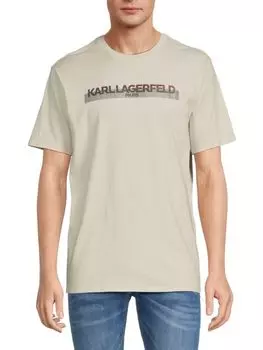 Двухцветная футболка с графическим логотипом Karl Lagerfeld Paris, цвет Natural