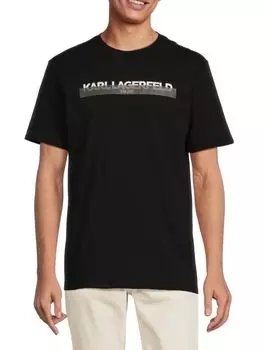 Двухцветная футболка с графическим логотипом Karl Lagerfeld Paris, черный