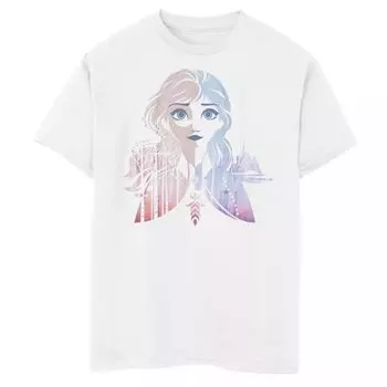 Двухцветная футболка с графическим рисунком «Анна» для мальчиков 8–20 лет «Холодное сердце 2» с градиентным портретным рисунком Disney