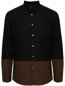Двухцветная хлопковая рубашка Paul Smith, черный