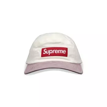 Двухцветная кепка Supreme из твила Белая