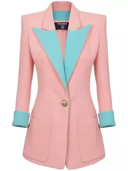 Двухцветная куртка из натуральной шерсти Balmain, розовый