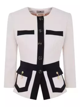 Двухцветная куртка с логотипом Elisabetta Franchi, белый