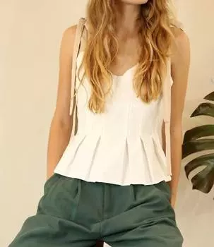 Двухцветная майка с завязками-бабочками белого цвета Mulla