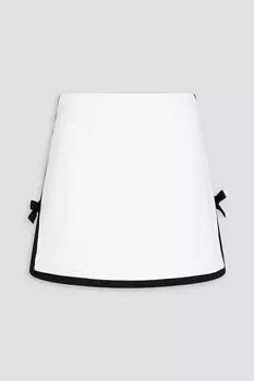 Двухцветная мини-юбка из атласного крепа с бантом MSGM, белый