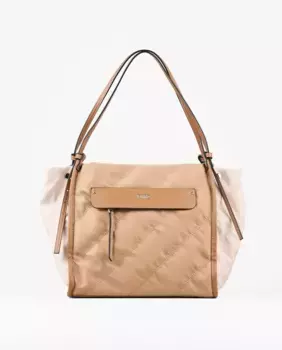 Двухцветная нейлоновая сумка через плечо бежевого и верблюжьего цвета PACOMARTINEZ, цвет Camel